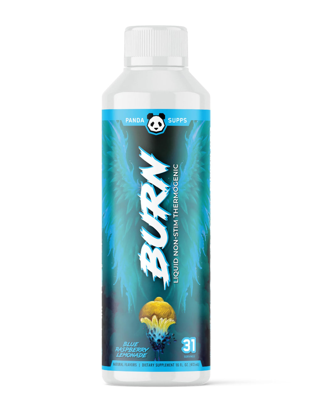 Underground Bio Labs Panda Supps Liquid Burn bottle pouring for energy support