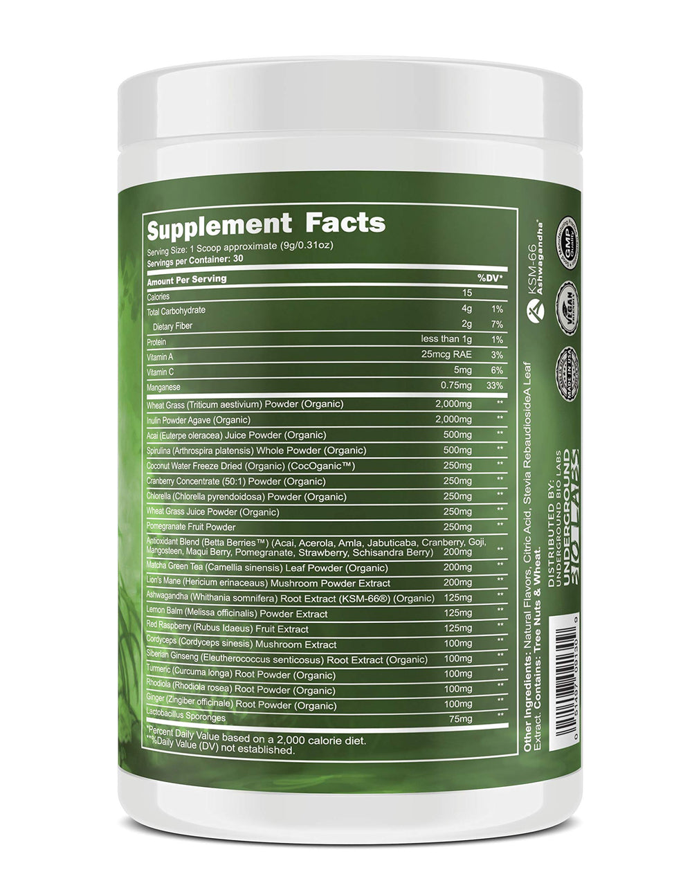 Underground Bio Labs Panda Supps Red blend in cup supports antioxidant-rich daily vitality.