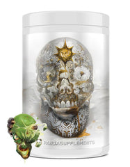 Underground Bio Labs Skull pre-workout bottle front for sharp focus and clean energy.