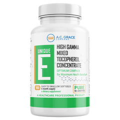 Unique E A.C. Grace mixed tocopherols softgels bottle supports immune and eye health