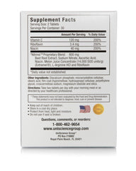 Close-up of UniScience Nitrinol tablets suggesting energy and vitality support.