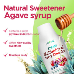 Univera Xperia Concentrate poured into glass emphasizes refreshing taste.