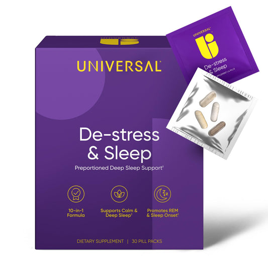 Universal U De-Stress & Sleep pack hero promotes convenient nightly rest.