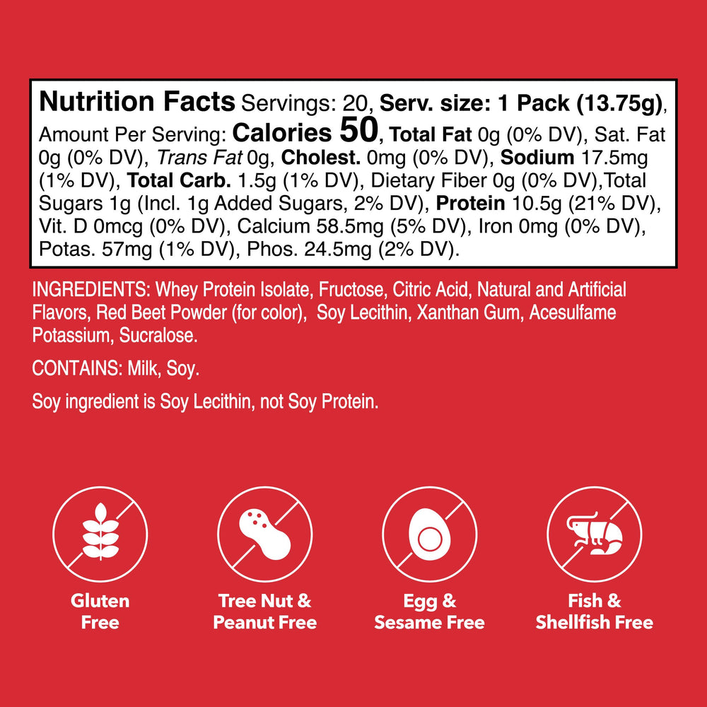 Unjury strawberry protein stick in cup showing quick mix and flavor