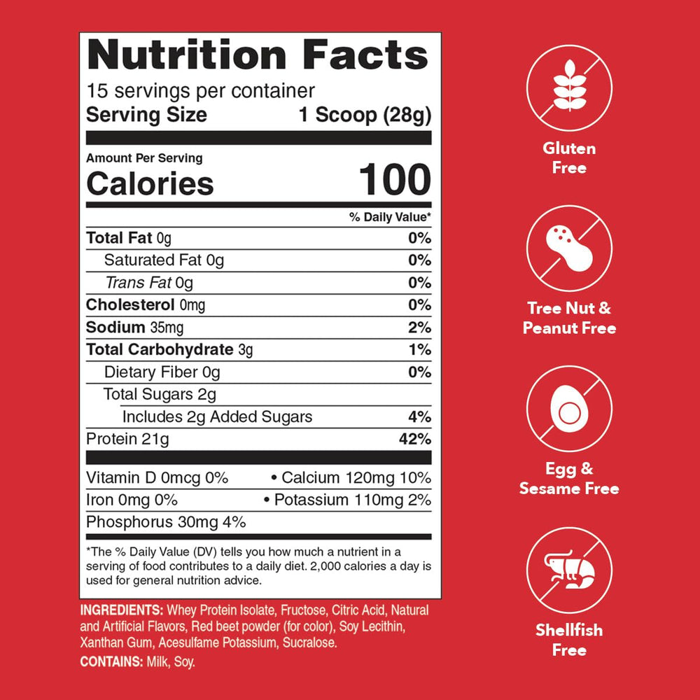 Unjury Strawberry whey protein powder container ready for use