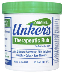 Unkers Therapeutic Salve jar closeup for joint and muscle relief.