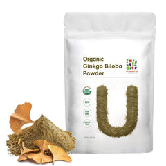 UNLEASH'D ORGANIC Ginkgo Biloba Powder bottle pour for convenient daily use