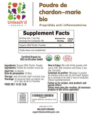 UNLEASH'D ORGANIC Milk Thistle Powder bottle pour demonstrates easy integration into smoothies.
