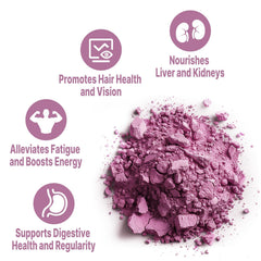 Serving scoop of mulberry powder ready for smoothies and energy