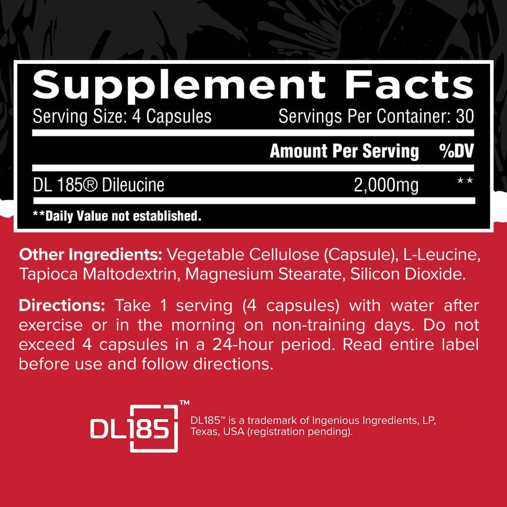 Unmatched Dileucine capsules close up highlighting capsule texture and color