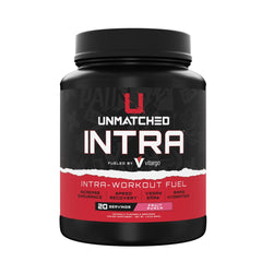 Unmatched Intra Workout Powder canister in Fruit Punch for hydration and endurance.