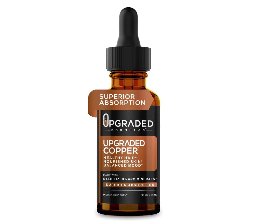 Upgraded Formulas Copper bottle shows easy daily supplementation for copper support.