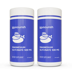 UpNourish chelated magnesium glycinate 500mg bottle for convenient daily supplementation.