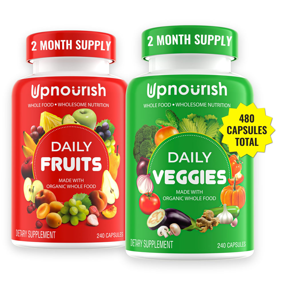 UpNourish fruits-veggies capsules 480-count bottle front view for daily nutrition