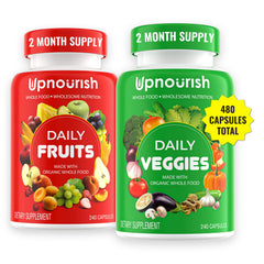 UpNourish fruits-veggies capsules 480-count bottle front view for daily nutrition