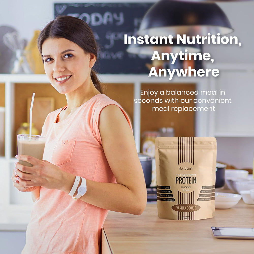 UpNourish nutrition facts label shows balanced daily nutrition.