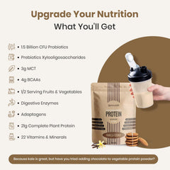 UpNourish vanilla cookie shake ready in glass for a quick meal.