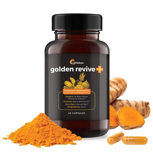 UpWellness Golden Revive bottle with 60 capsules for daily joint support