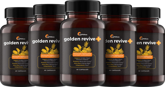UpWellness Golden Revive bottle close-up showing daily joint support capsules