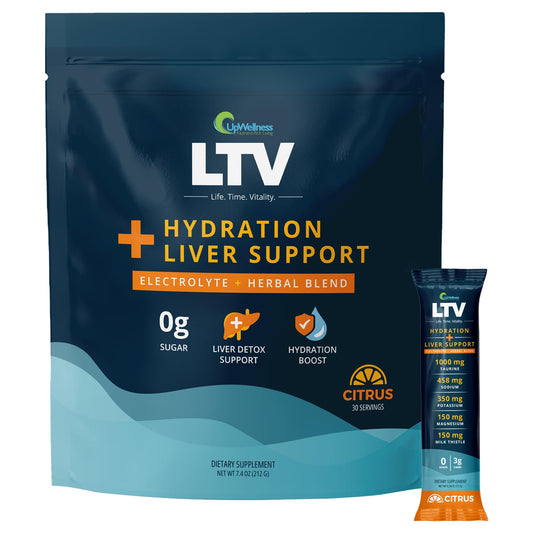 UpWellness LTV front label shows citrus hydration with electrolytes.