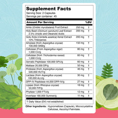 UpWellness Total Revive+ capsules closeup highlights the enzyme blend for improved digestion.