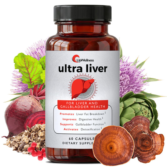 UpWellness Ultra Liver bottle cap closeup, secure packaging for reliable daily liver support.