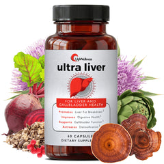 UpWellness Ultra Liver bottle cap closeup, secure packaging for reliable daily liver support.