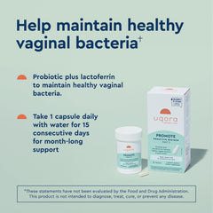Probiotic bottle close-up showing Lactobacillus strains and lactoferrin.