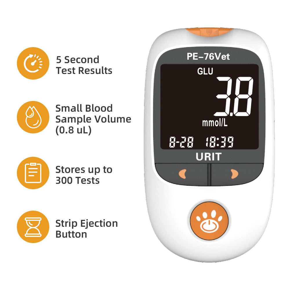 URIT glucose meter with test strips for simple at-home monitoring.
