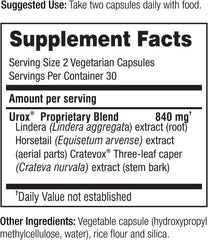 UROX packaging label communicates quality and safety.