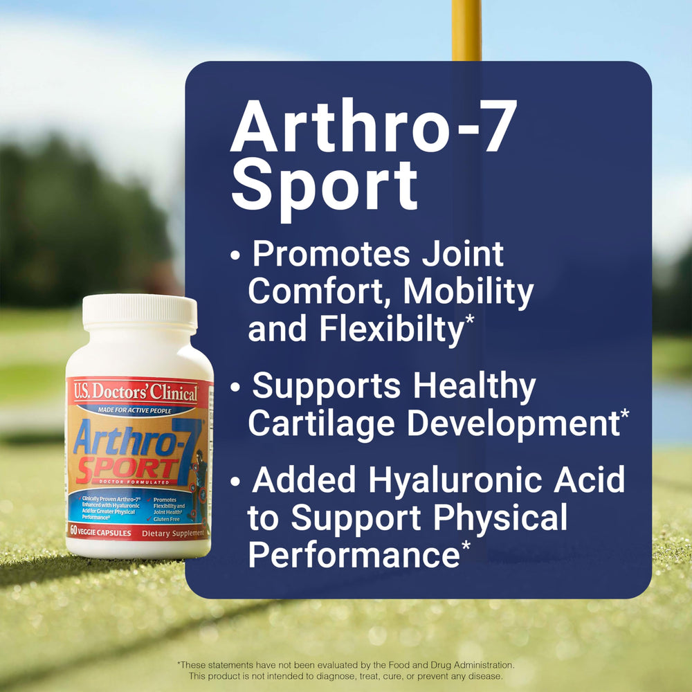 US Doctors' Clinical Arthro-7 Sport bottle back with ingredients and joint health details