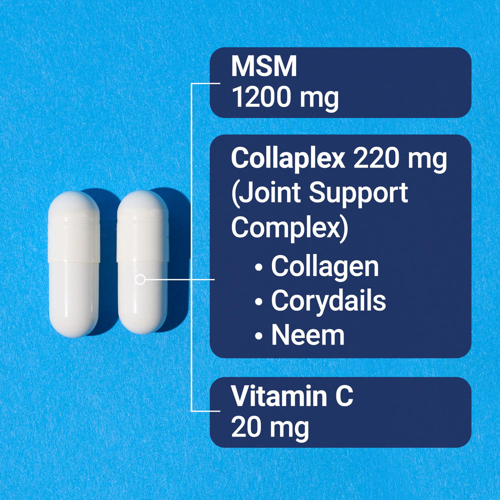 U.S. Doctors’ Clinical Mega MSM capsules close-up shows high-quality, easy-to-swallow capsules.