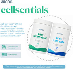 USANA CellSentials Core Minerals capsules highlighting essential minerals for health.
