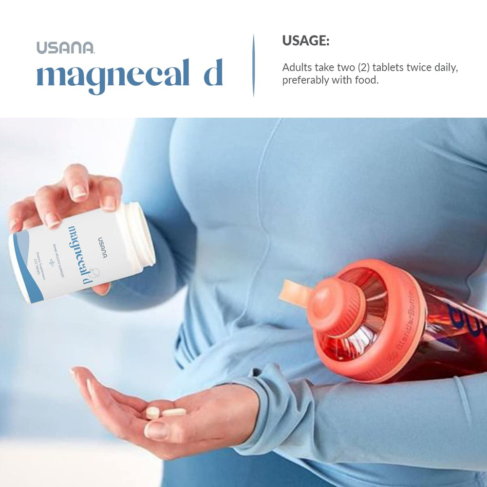 USANA MagneCal D 112 tablets in-use shot ready for daily dose
