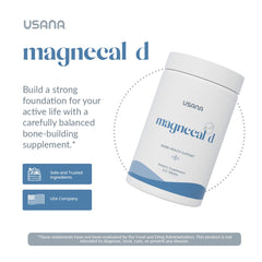 USANA MagneCal D 112 tablets pouring shot for convenient daily intake
