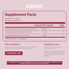 USANA Palmetto Plus bottle highlighting lycopene and antioxidant benefits.
