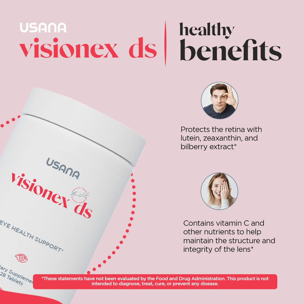 Close view of Visionex DS label design emphasizing lutein and zeaxanthin