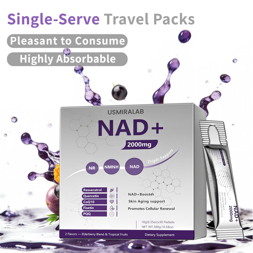 USMIRALAB NAD+ packets in USA-made packaging signals quality and purity.