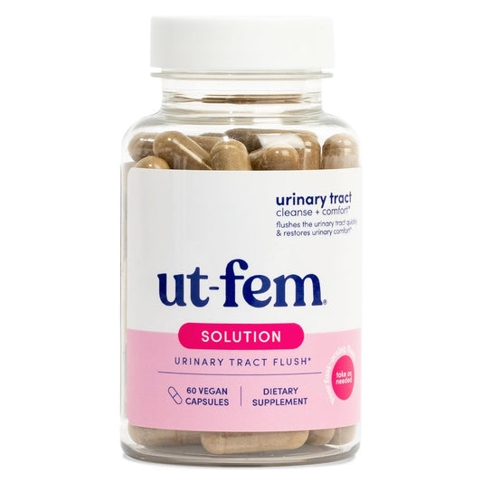 UT-Fem Solution bottle pour for easy daily urinary support.