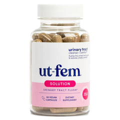 UT-Fem Solution bottle pour for easy daily urinary support.