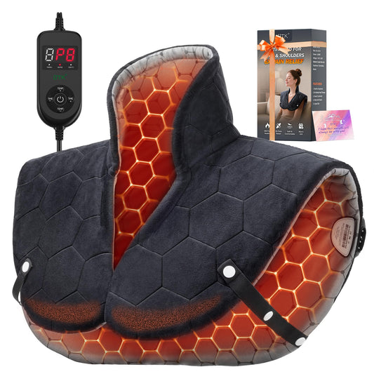 UTK 30s heat pad in use on neck and shoulders for rapid warmth and comfort