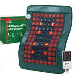 UTK heating pad on back showing broad coverage and warmth for comfort
