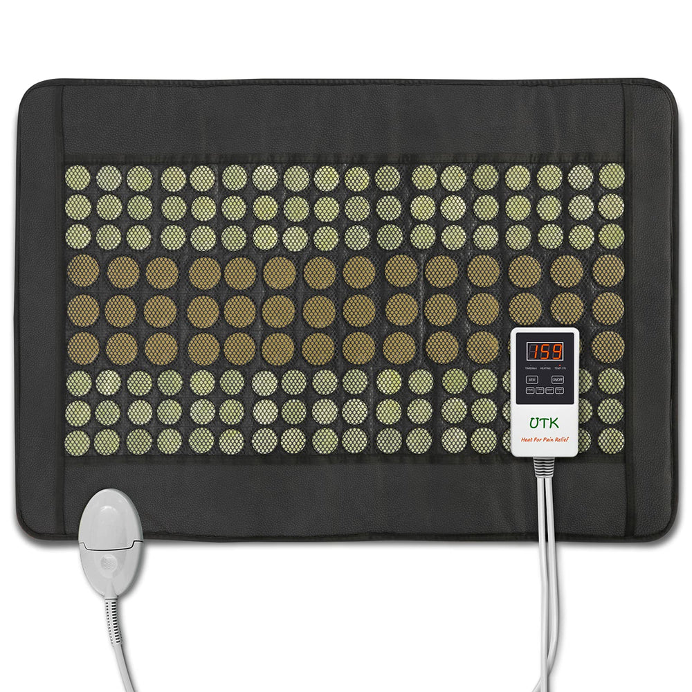UTK far infrared heating pad back view showing broad heat coverage for relief