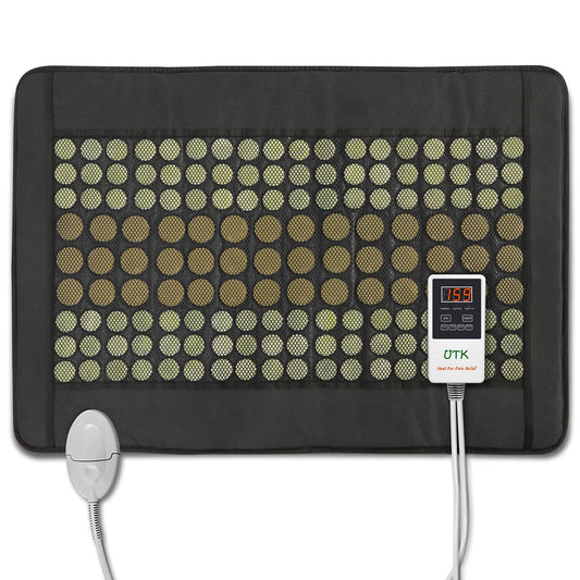 UTK far infrared heating pad back view showing broad heat coverage for relief
