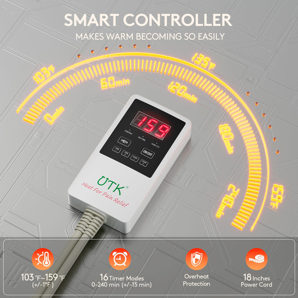 UTK extra-long cord enables flexible placement while seated or lying.
