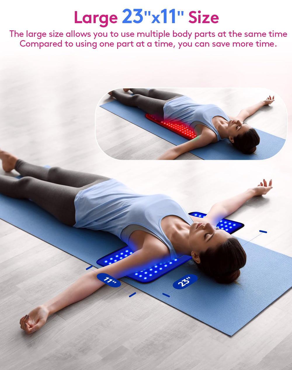 UTK therapy pad wrapped over back using elastic straps for easy positioning.