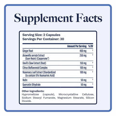 Utzy Naturals Inflavinol bottle back with dosage and ingredients.