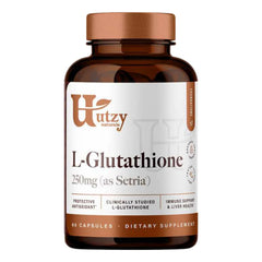 Utzy Naturals L-Glutathione bottle front for immune support and antioxidant balance.