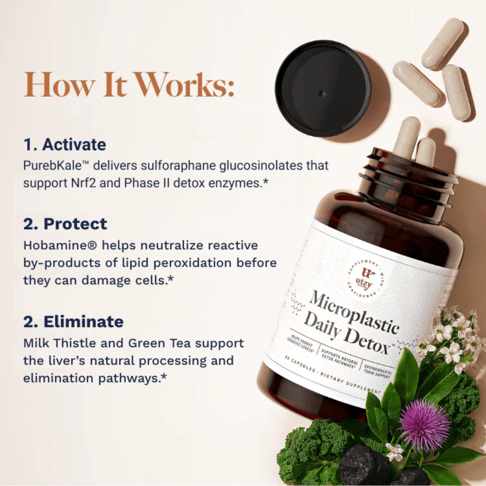 Utzy Naturals Microplastic Daily Detox milk thistle extract visual highlights liver support