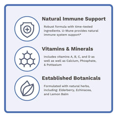 Kid-friendly packaging of Utzy Naturals U-Mune implies safe family use.
